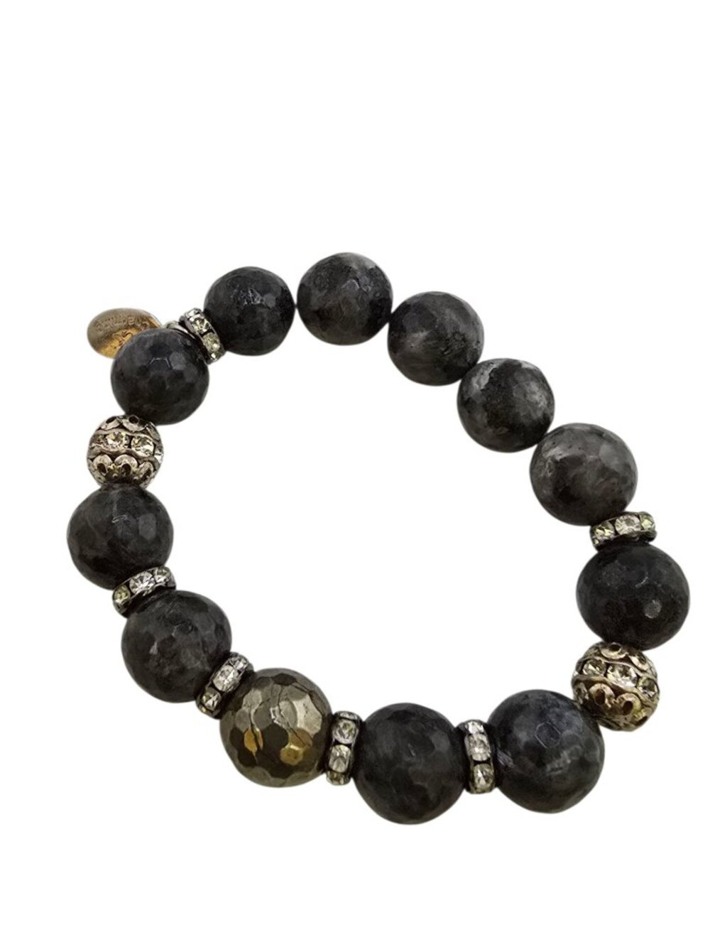 Vintage NOS Bee Charming Rhinestone & Semi Precious Beaded Stretch Bracelet